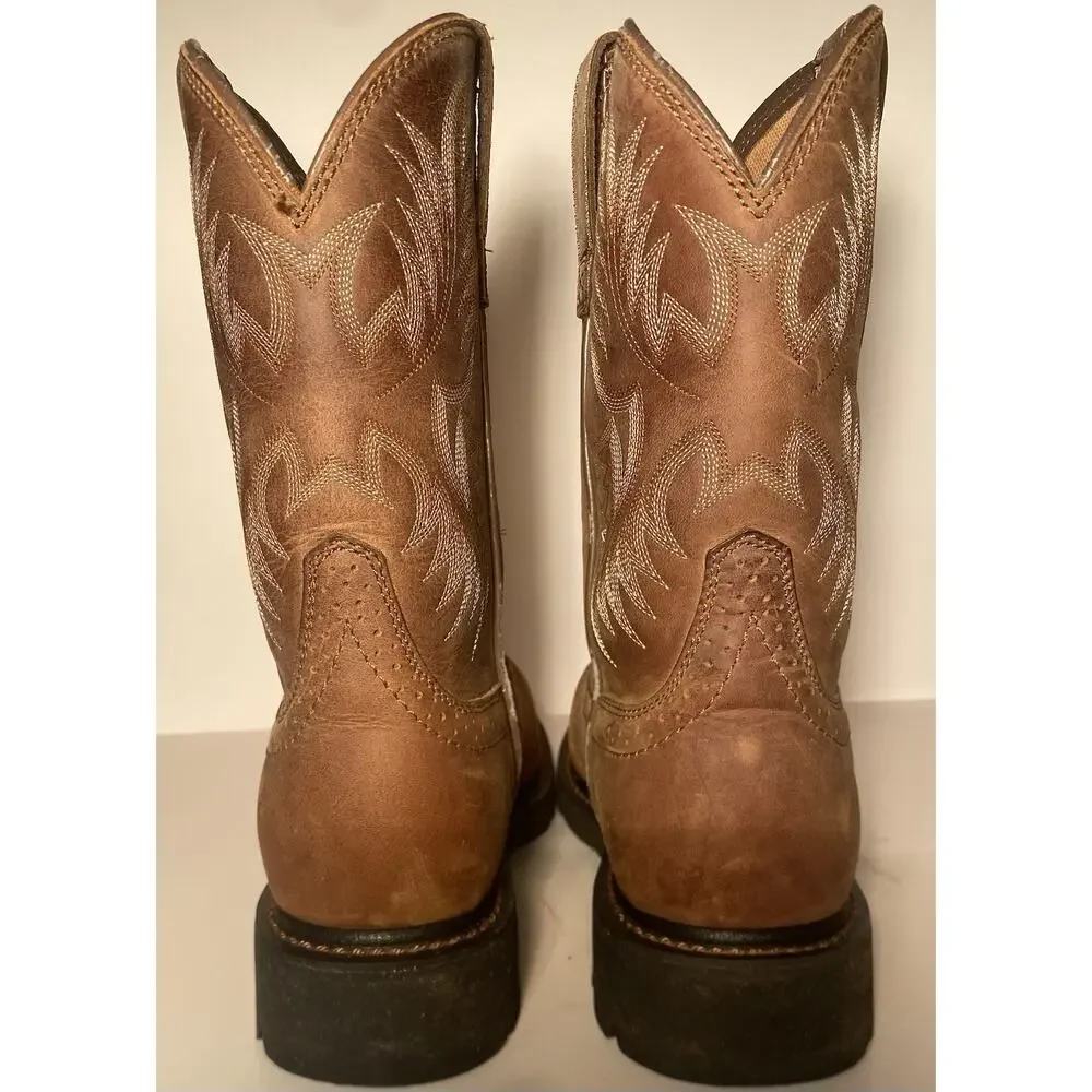 Ariat Men's Steel Toe Western Boots Brown Leather US 9.5D Style 10002437